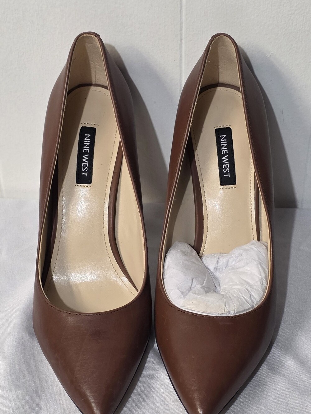 Nine West Tatiana Brown Pointed-Toe Leather Stiletto Pump Size 9 New In Box - Picture 5 of 12